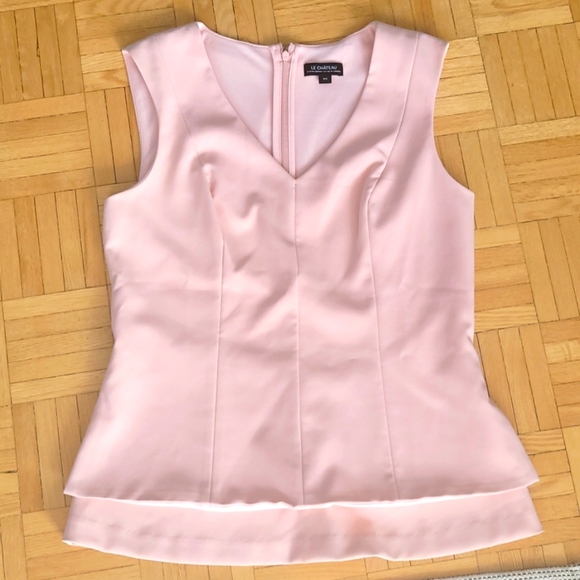Le Château Soft Pink Peplum Blouse Sleevless - Picture 2 of 3
